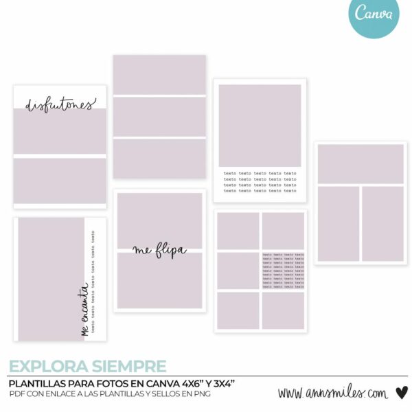 Plantilla de Fotografía en Canva para Álbum de Scrapbooking