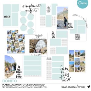 Plantilla de Fotografía en Canva para Álbum de Scrapbooking con Sellos Digitales