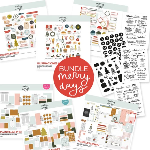 Tarjetas y Sellos Digitales Scrapbooking Merry Days