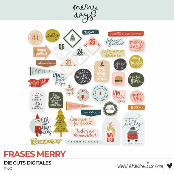 Tarjetas y Sellos Digitales Scrapbooking Merry Days