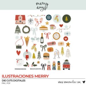 Tarjetas y Sellos Digitales Scrapbooking Merry Days