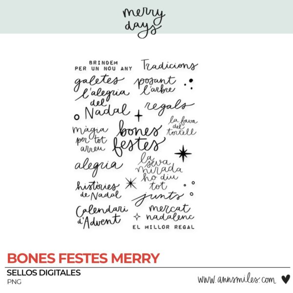 Tarjetas y Sellos Digitales Scrapbooking Merry Days