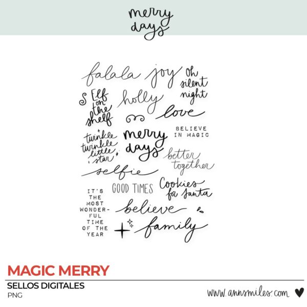 Tarjetas y Sellos Digitales Scrapbooking Merry Days