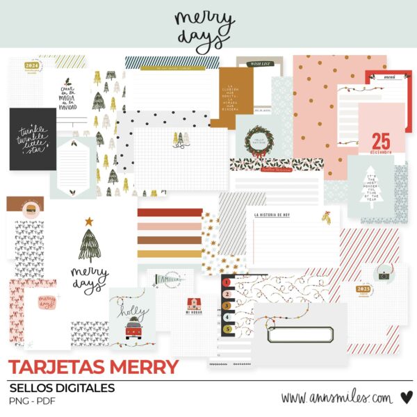 Tarjetas y Sellos Digitales Scrapbooking Merry Days